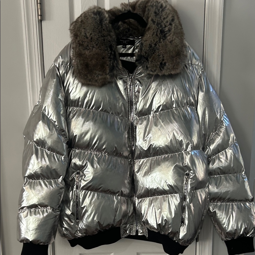 Jordan Craig Silver Jacket with Fur Detail